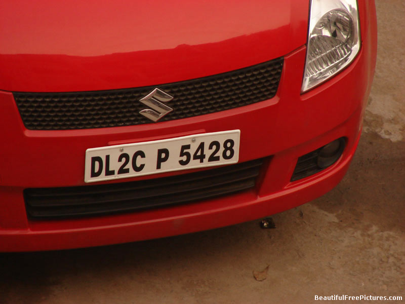 pictures of number plate of a red car